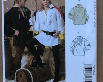 McCalls 8131 M8131 Adult Pirate Shirt Pattern Men's Pirate Shirt Women's Pirate Shirt Pattern Pirate Costume Pattern
