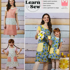 Mother Daughter Learn to Sew Apron Pattern Simplicity S9969 Cross Back Apron Matching Aprons Paper Pattern Simplicity Apron Pattern