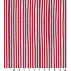 Noel Red Christmas Stripe Lightweight Cotton Fabric Red Thin Stripe Cotton