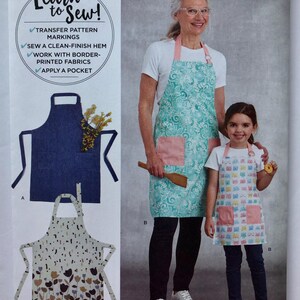 Mother Daughter Apron Paper Patterns, Simplicity S9411 Learn to Sew Pattern