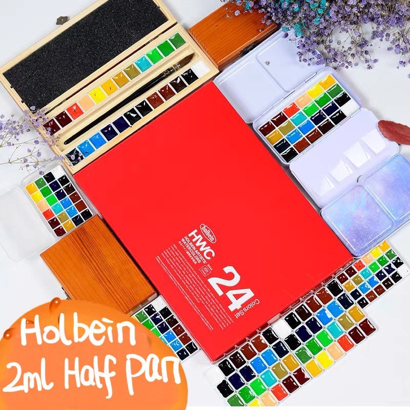 Holbein Artists' Watercolor Set of 24, Half Pans