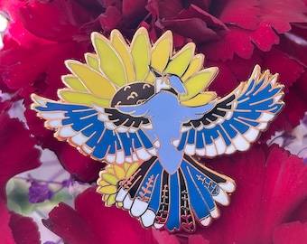 Hard Enamel Pin- Sunflower Bluejay | Lapel Pin | Brooch