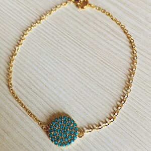 Dainty Turquoise Stone Micro Pave Bracelet