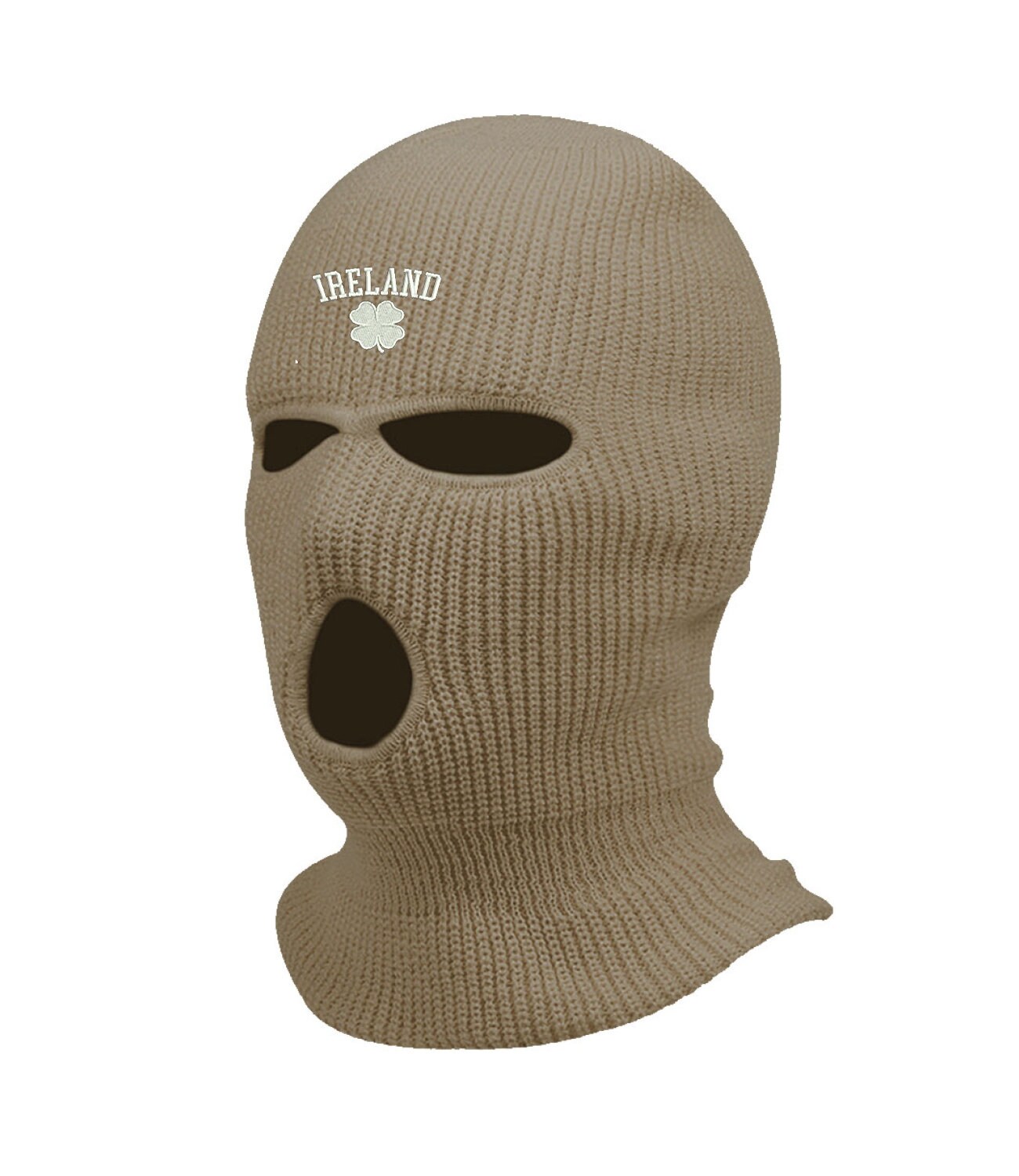 Ireland 4 Leaf Clover 3 Hole Ski Mask Adult Embroidered Full Face Cover