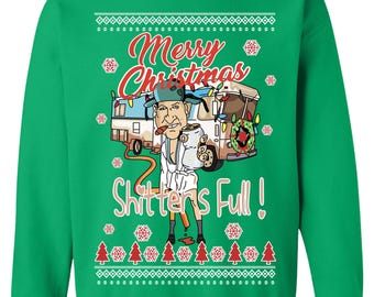 Merry Christmas Shitters Full Funny Cartoon Ugly Christmas Sweatshirt