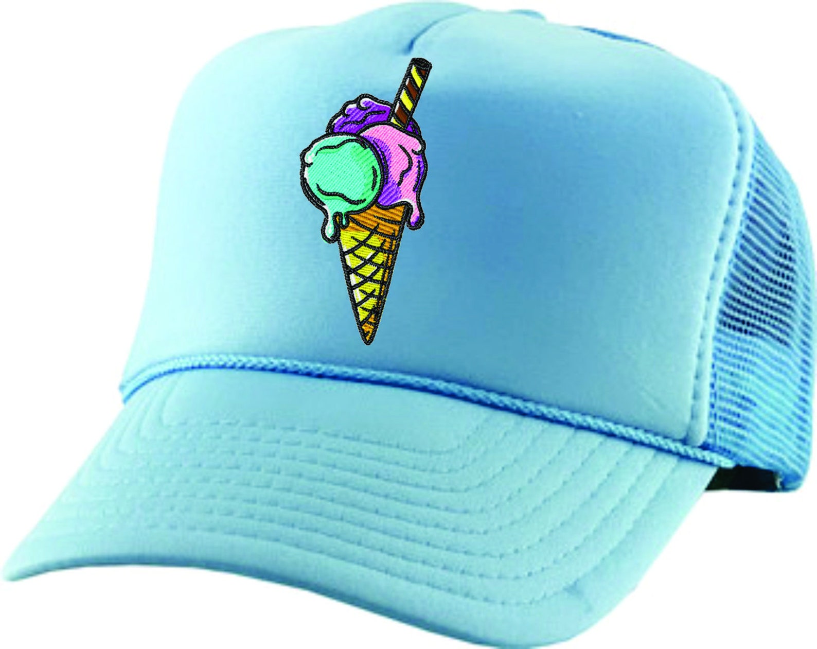 Adult Trucker Hat Ice Cream Embroidered Baseball Cap Cute Etsy