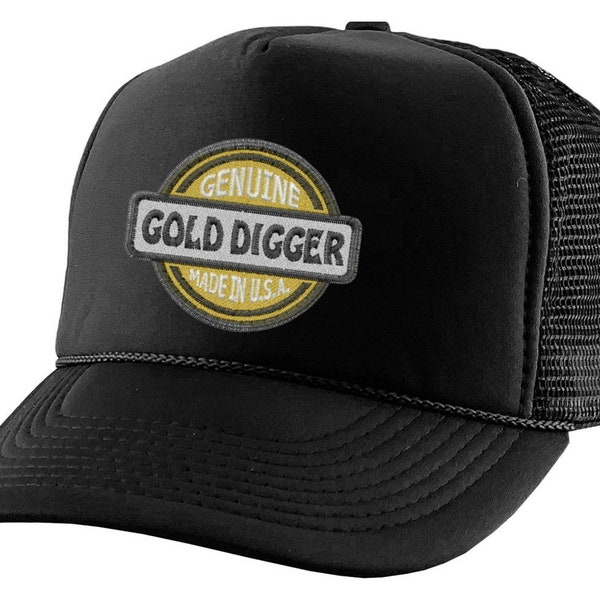 Gold Digger Trucker Hat Embroidered Baseball Cap Adjustable Snapback Cute Graphic Embroidery Caps Unisex Mesh