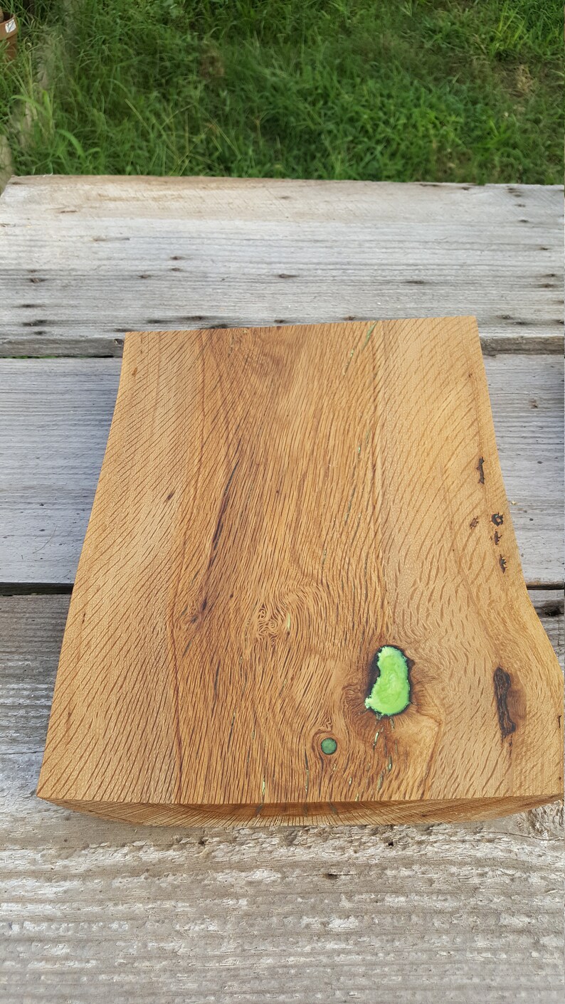 Post Oak Charcuterie Board with Green Epoxy