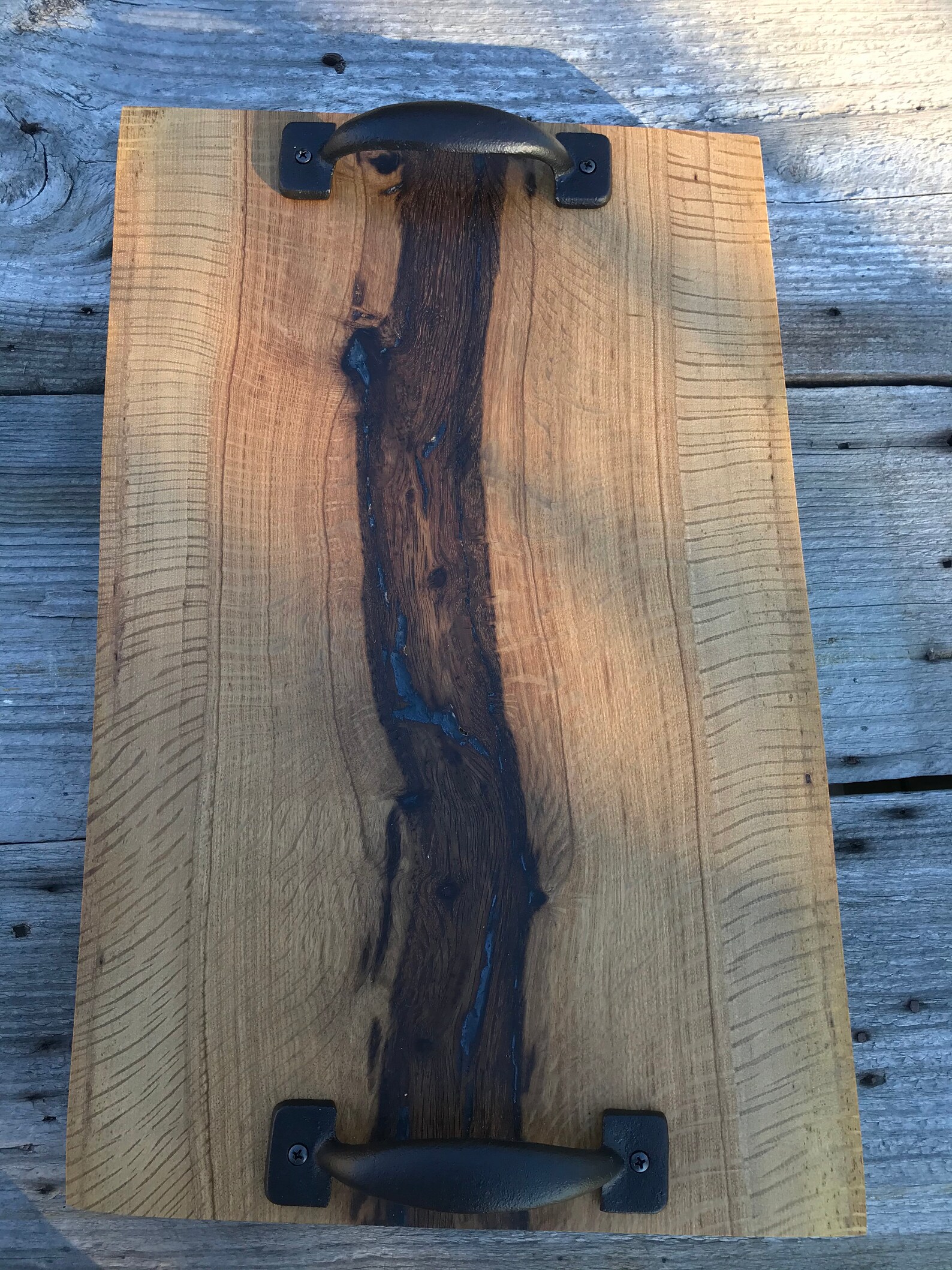 Texas Post Oak / White Oak Charcuterie Board with Black Epoxy Etsy