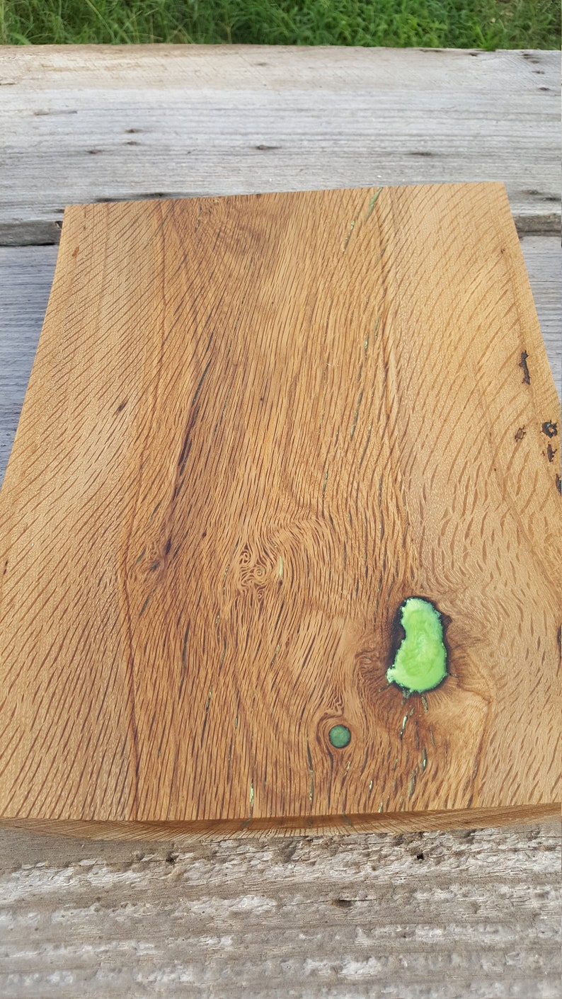 Post Oak Charcuterie Board with Green Epoxy