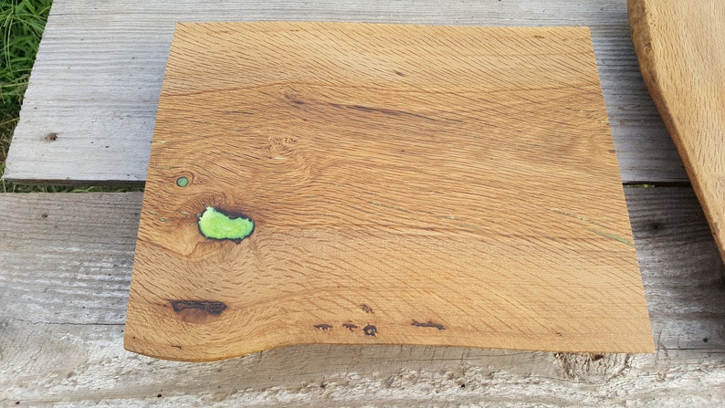 Post Oak Charcuterie Board with Green Epoxy