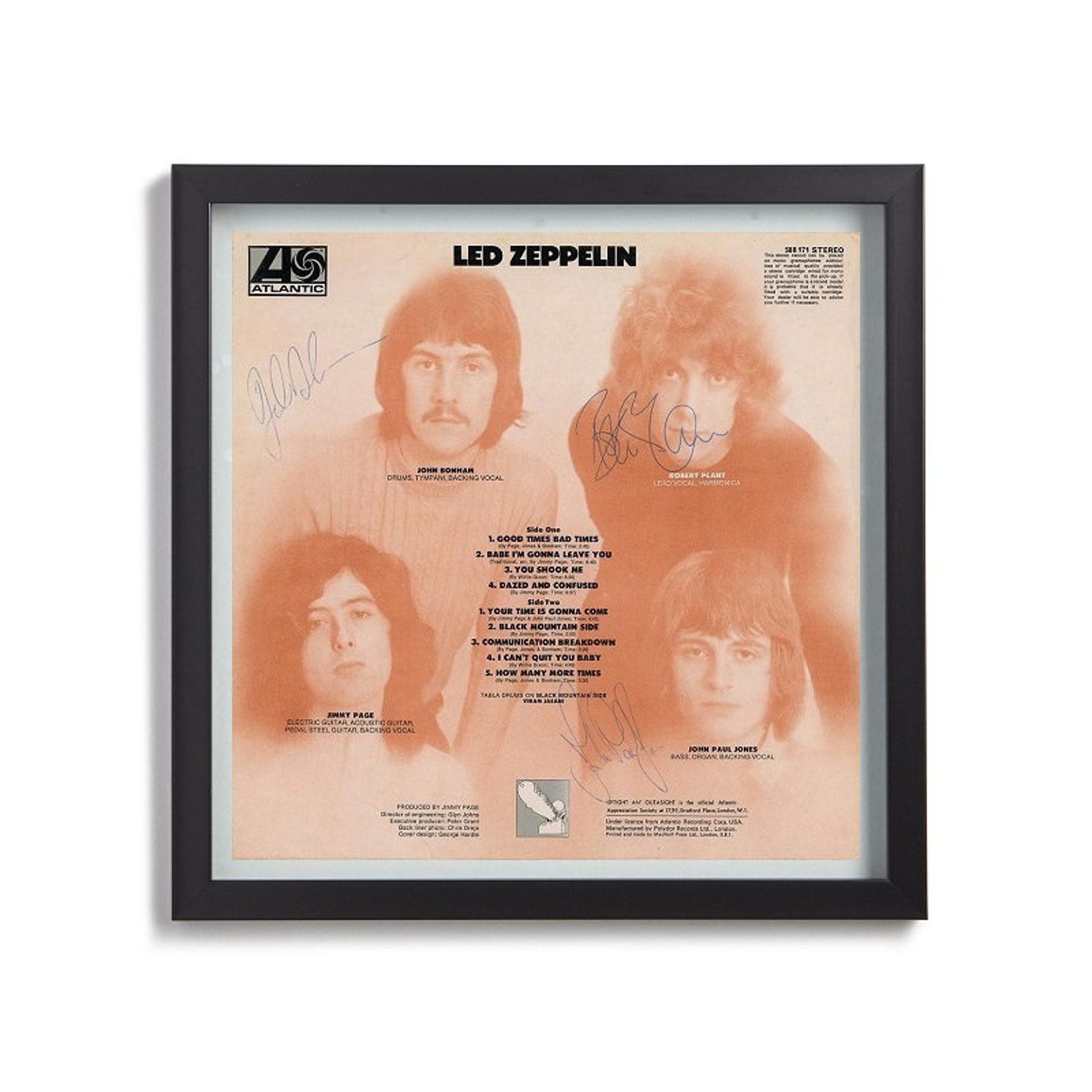 Led Zeppelin signed 1969 Debut Album Back Cover Print Great Etsy