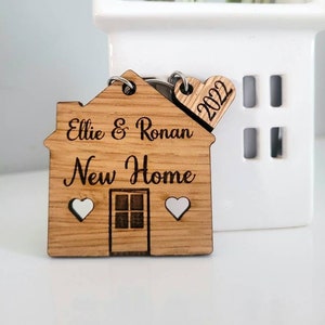 New Home, Personalised Wooden Keyring, Moving Home Gift, New House Keyring