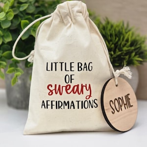 Sweary Affirmations- 10 Affirmation Tokens and Personalised Name Token, Motivational Fun Pick-Me-Up, Unique Gift for Friends and Loved Ones