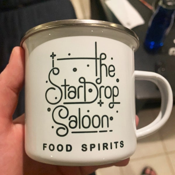 Stardew Valley Mug, Stardrop Saloon Mug, Stardew Valley Gift, Stardew Mug, Stardew Valley Art, Stardew Coffee Enamel Campfire Mug 12 oz