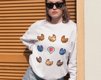 Stardew Valley Sweatshirt, Stardew Chickens Sweatshirt, Stardew Valley Gift, Stardew Valley Art Unisex Heavy Blend CrewNeck Sweatshirt