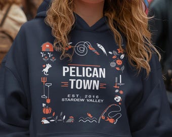 Stardew Valley Hooded Sweatshirt, Pelican Town Hoodie Unisex Heavy Blend