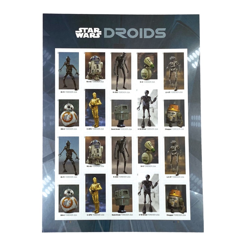 USPS Star Wars Droids Forever Stamps Sheet of 20 Stamps Etsy