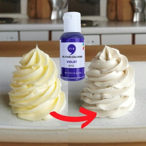 Buttercreme weiß färben lilane Lebensmittelfarbe flüssig Ölbasis Lebensmittelfarbe lila Buttercreme weiß bekommen Lebensmittelfarbe weiß