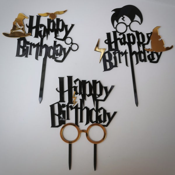 cake topper Harry Potter decoration cake Harry Pottery black gold cake topper birthday decoration snitch Harry Potter birthday ideas gift