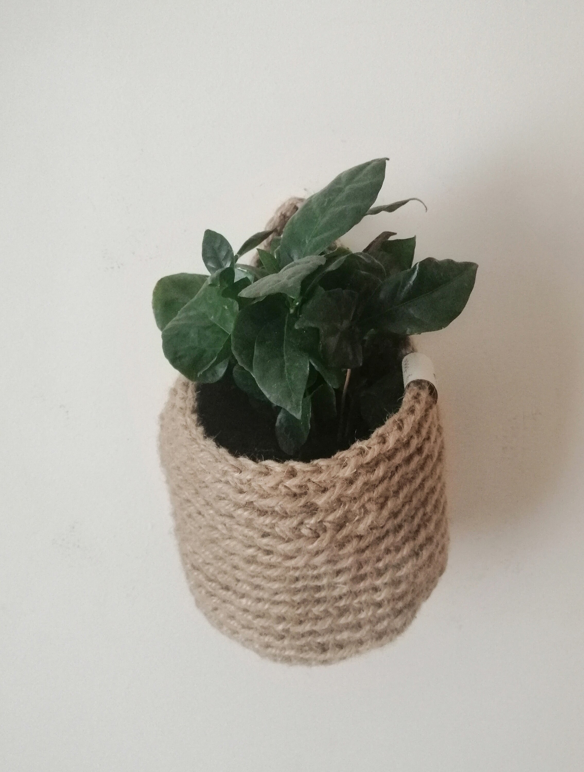 Jute crochet hanging baskets set of three baskets Etsy