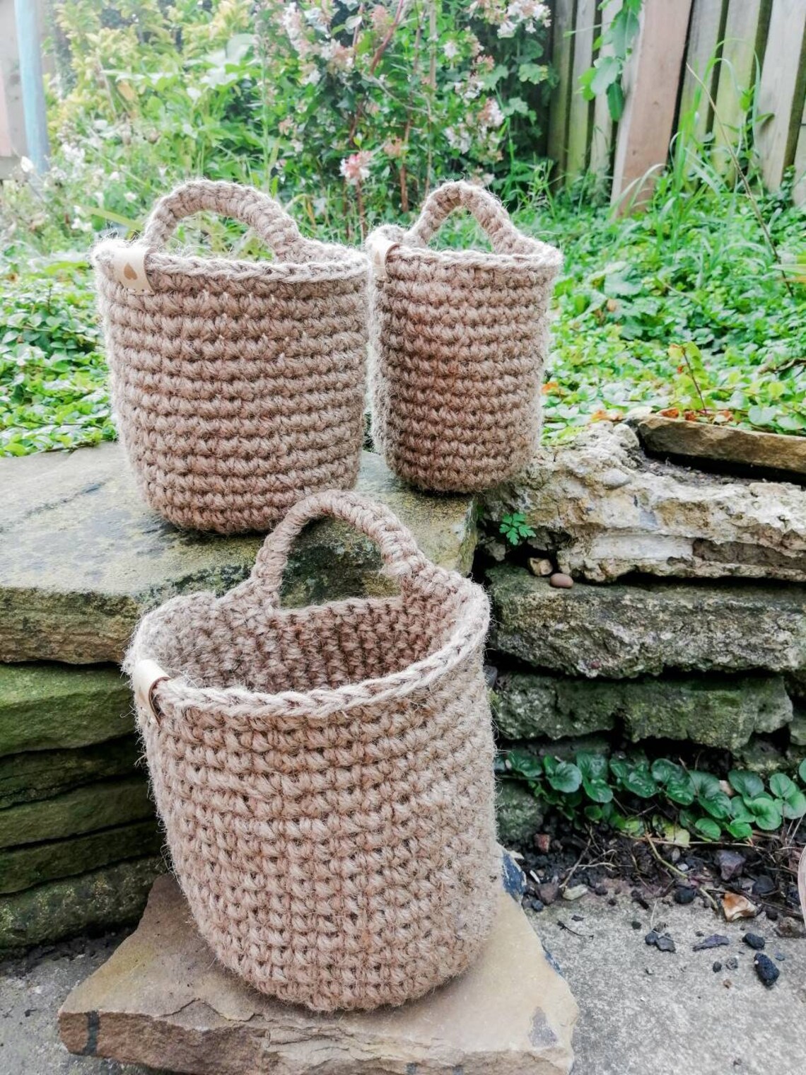 Jute Twine Crochet Hanging Baskets sold Individually Etsy