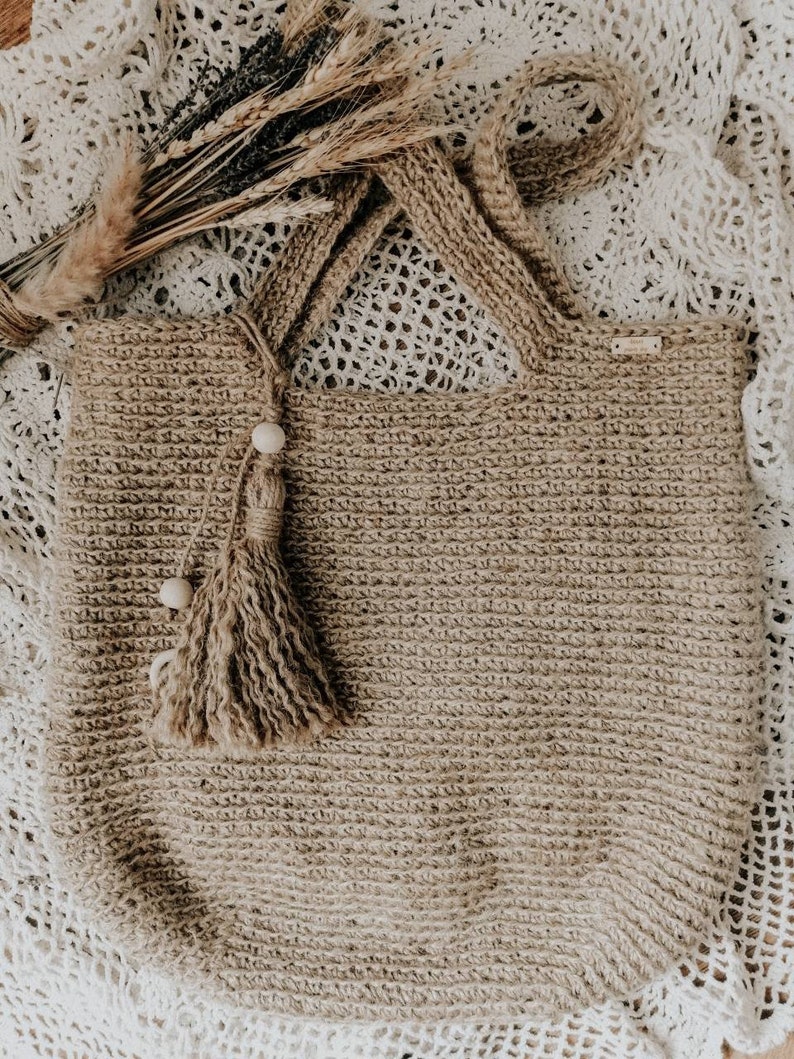 Jute Twine Crochet Tote Large Bag Etsy
