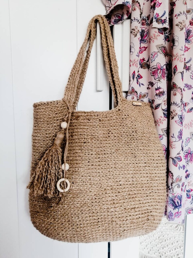 Jute Twine Crochet Tote Large Bag Etsy