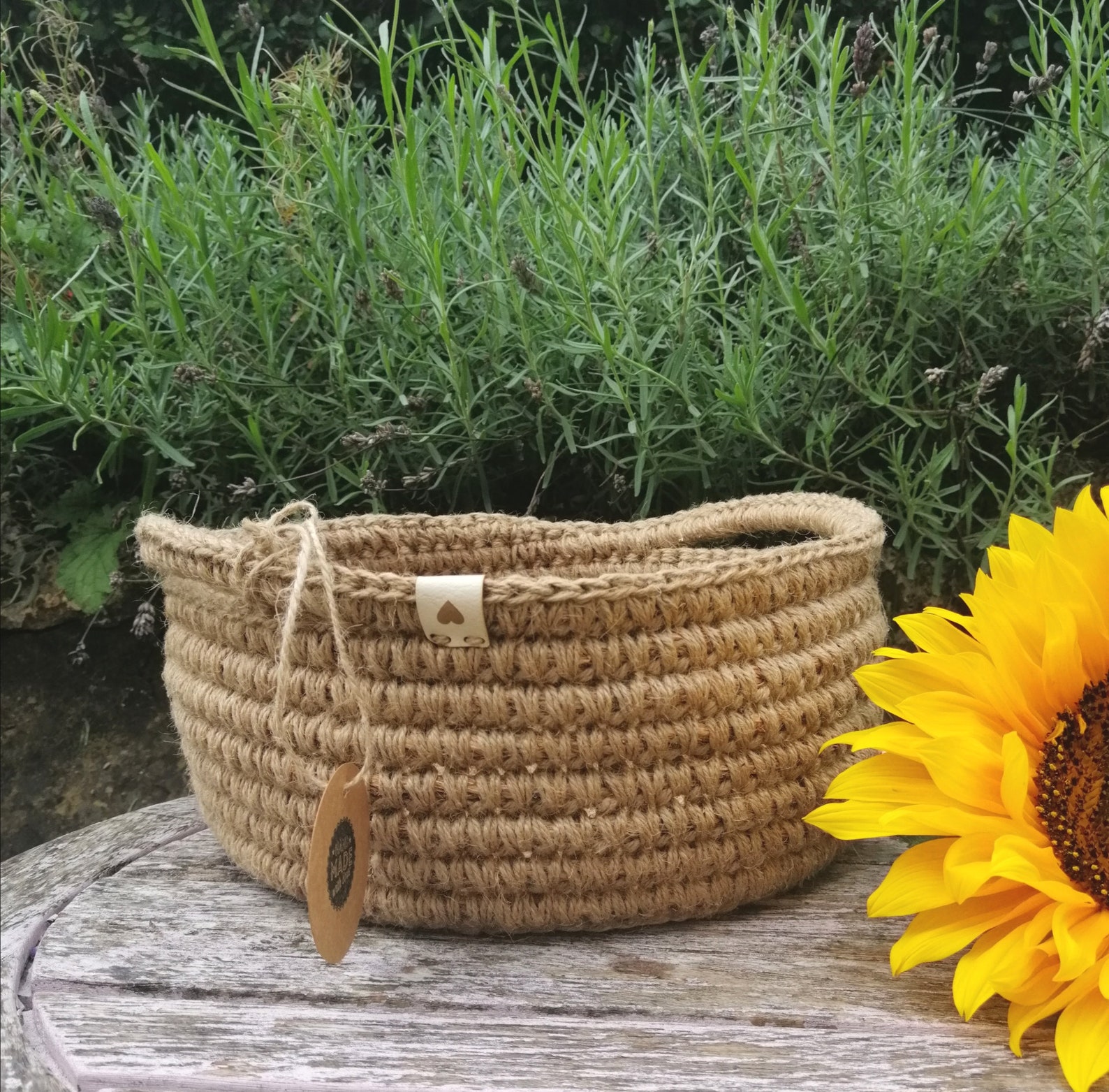 Jute Rope Basket With Handles Etsy UK