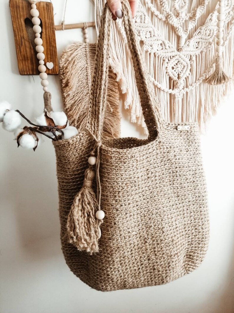 Jute Twine Crochet Tote Large Bag Etsy