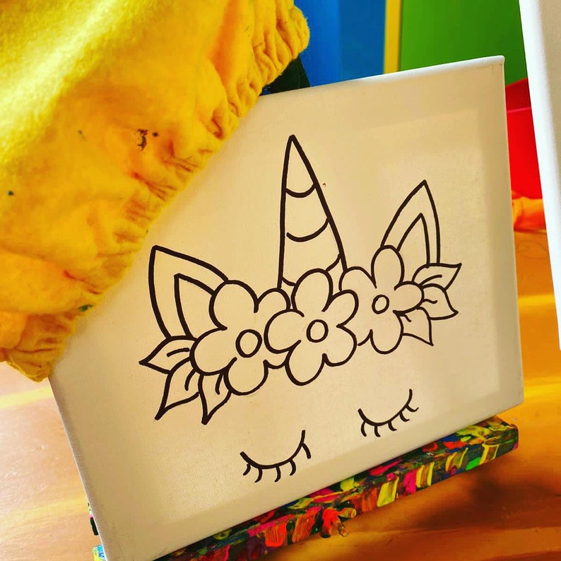 Personalized Predrawn Canvas Party Idea Paint Kit Paint Birthday