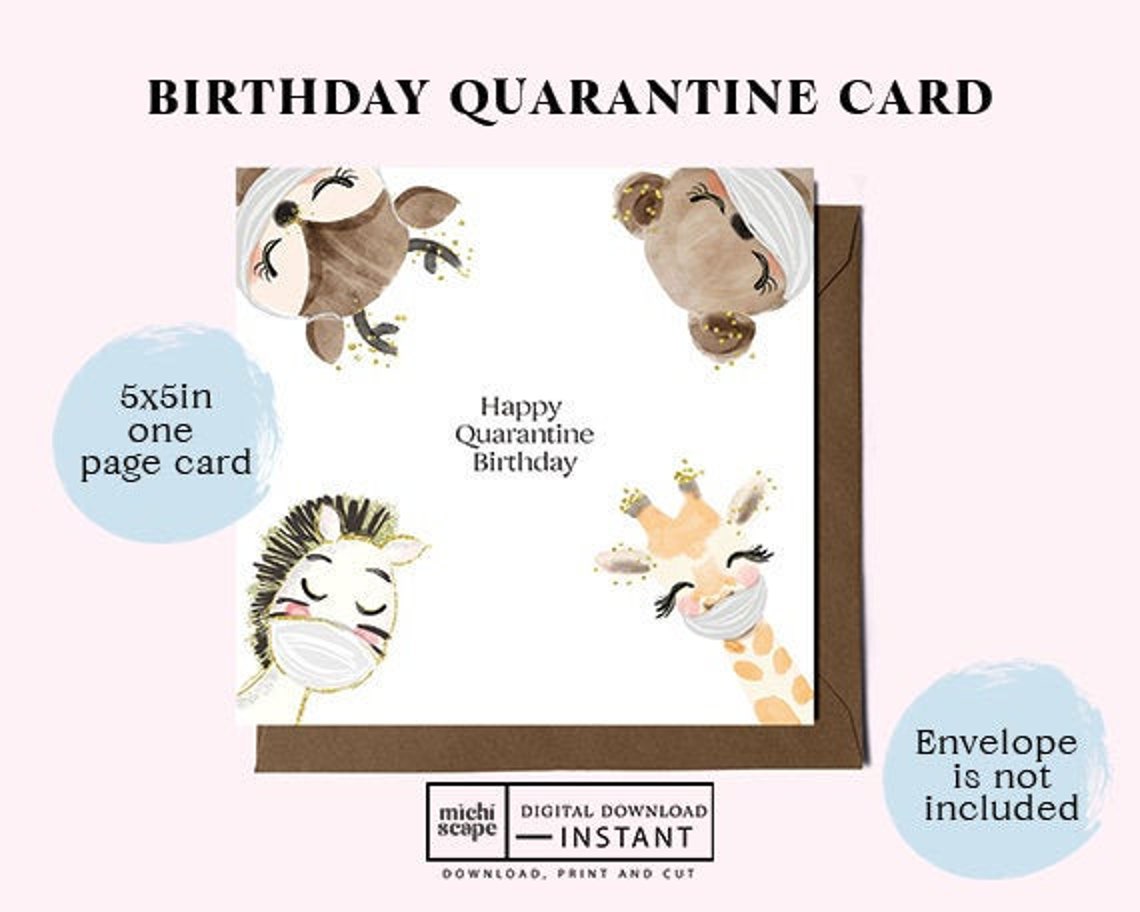 Printable Quarantine Birthday Card for Family and Friends Etsy