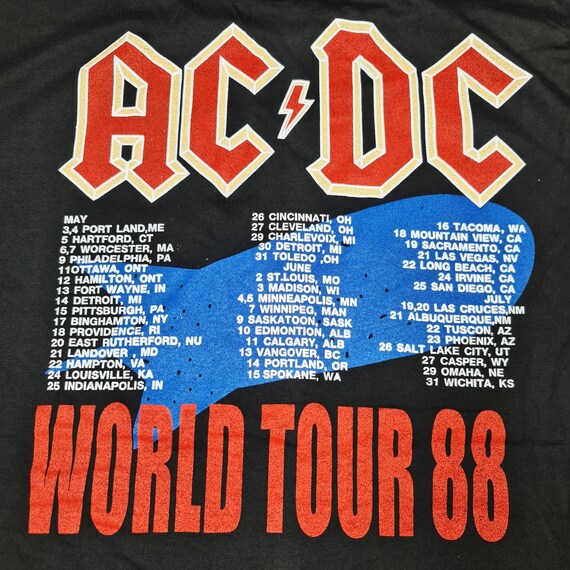 Retro ACDC World Tour 88 T-shirt Size.L - Gem