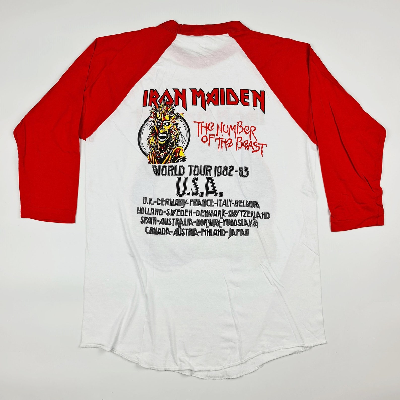 Retro Iron Maiden World Tour 1982-83 T-shirt Three-Quarter | Etsy