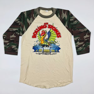 Retro The Rolling Stones T-shirt Camo Three-Quarter Sleeve Size.M