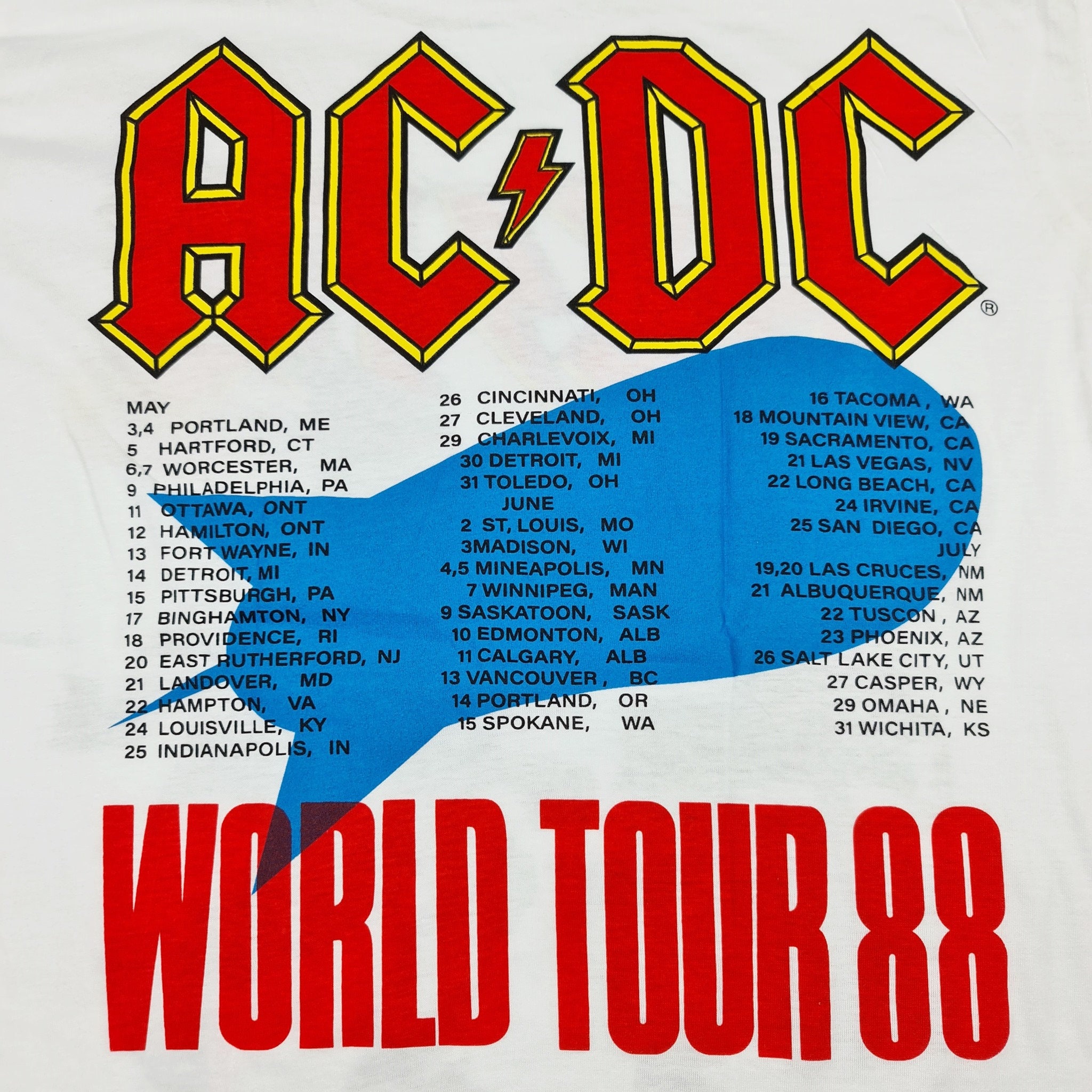 Camiseta retro ACDC World Tour 88 - Etsy España