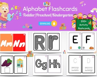 Alphabet flashcards printable, abc flashcards, alphabet pictures, abc learning cards, beginning sounds, Alphabet Tracing Road Mats Printable