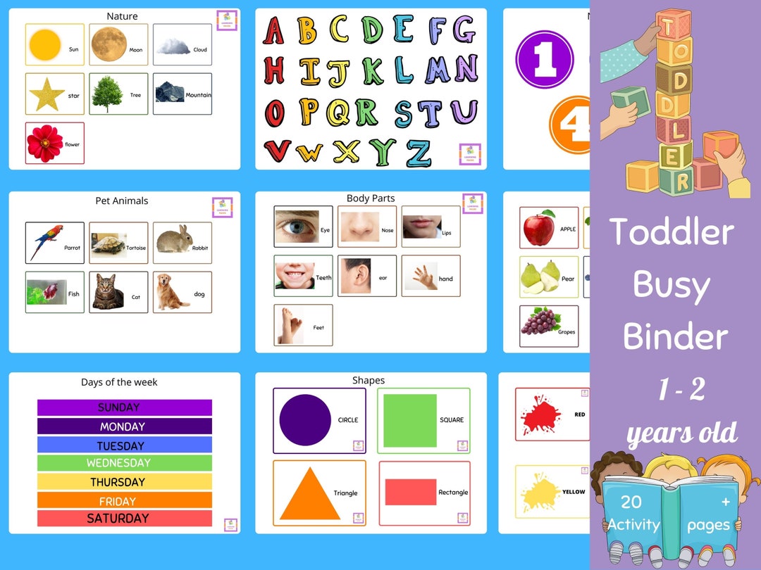 Toddler Busy Book Printable Busy Book 1 Year Old Busy Book 2 Etsy