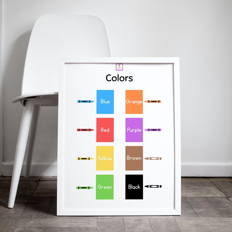Color Chart for Classroom Crayons Poster Colors Educational Etsy Canada