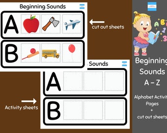 Beginning Sound Worksheet, Letter Sound Worksheet, Phonics Activity, Learning to Read, Printable Alphabet Worksheet, Preschool Curriculum
