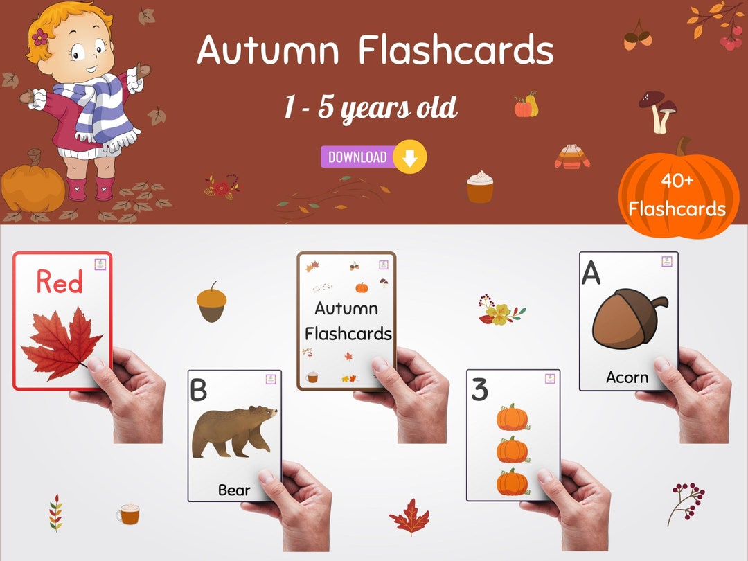 Autumn Flashcards Fall Alphabet Flashcards Digital - Etsy