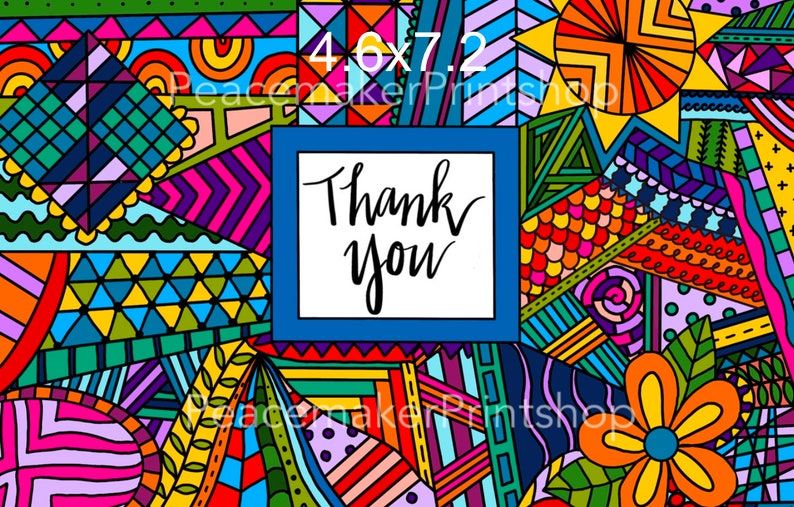 Doodle Thank You Card Etsy