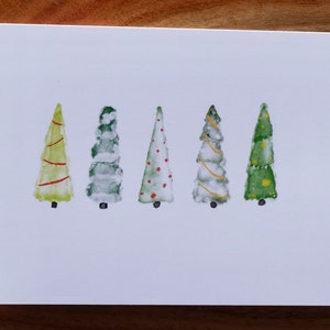 Cartão/impressão de árvores de Natal em aquarela