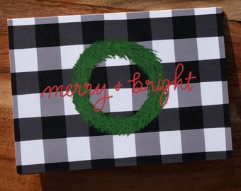 Buffalo Check & Christmas Wreath Card/Print