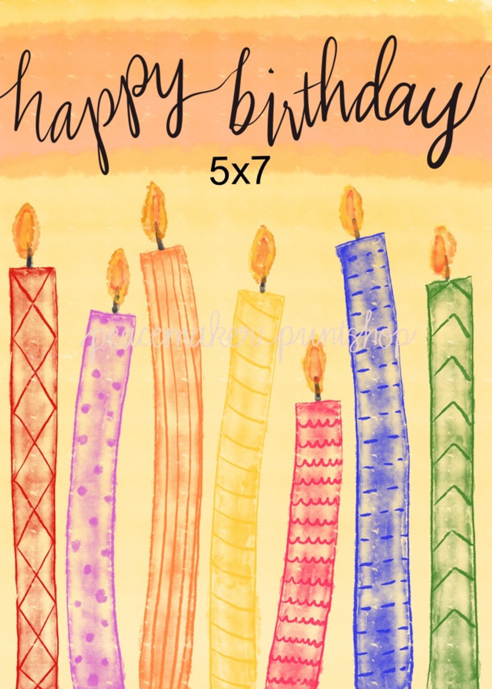 Happy Birthday Candles Card/print Etsy Singapore