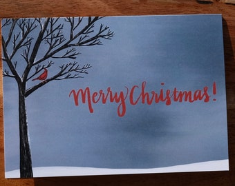 Cardinal Merry Christmas Card/Print