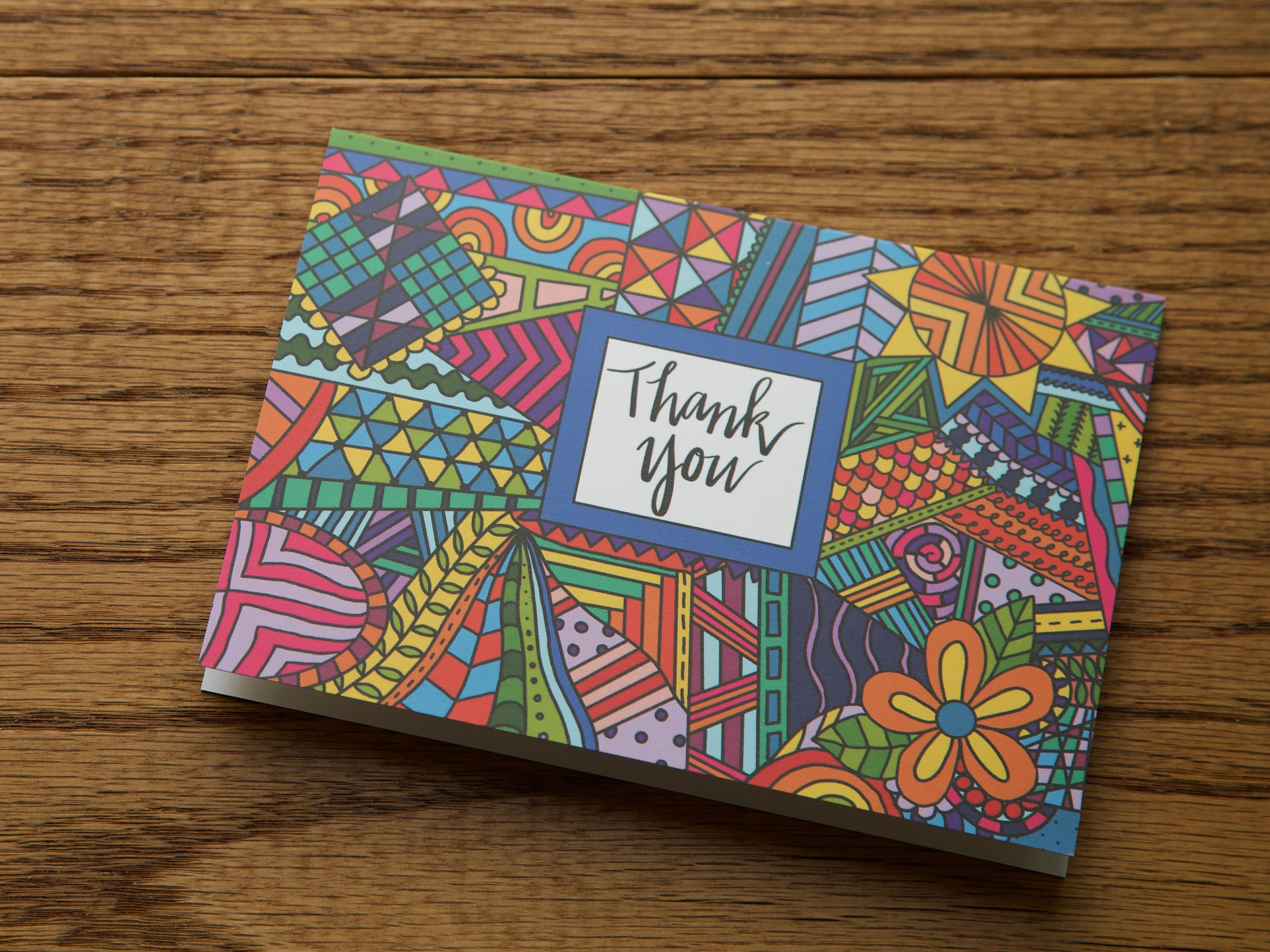 Doodle Thank You Card Etsy
