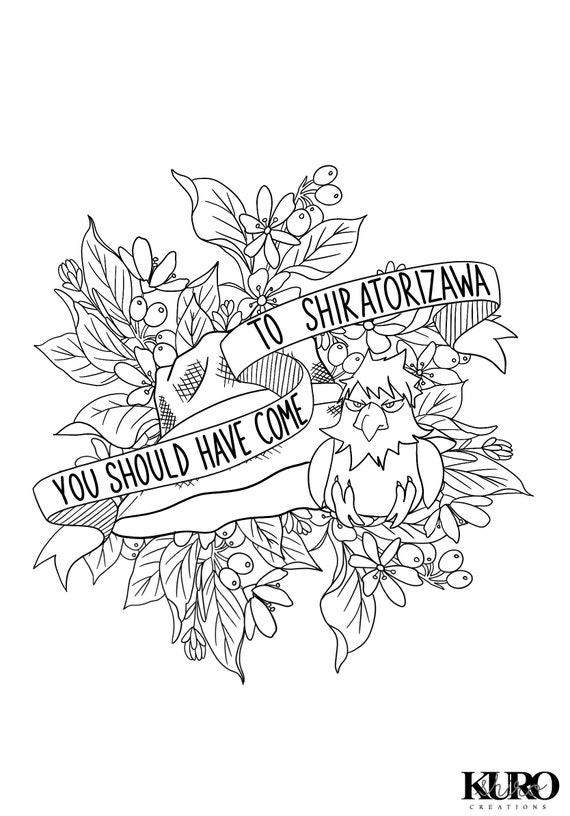 haikyuu tattoo coloring pages oikawa ushijima etsy sweden