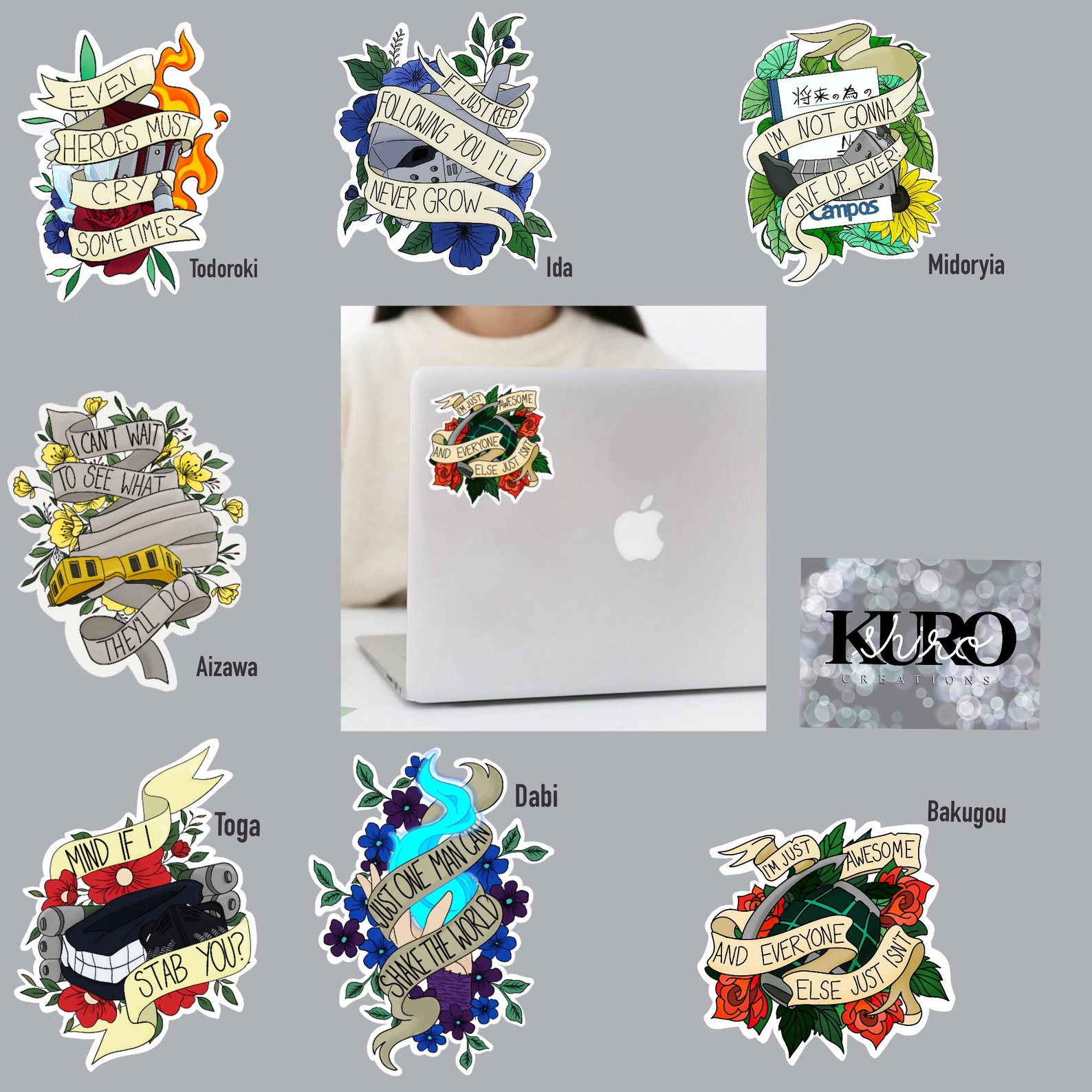 MHA Tattoo Stickers Etsy