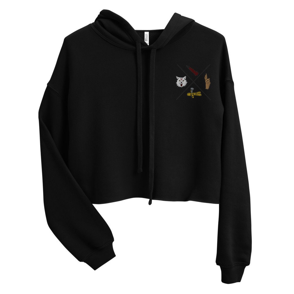 JJK Embroidered Crop Hoodie Etsy